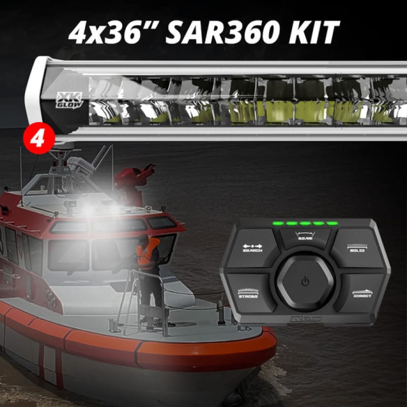 XKGLOW — XK Glow SAR360 Light Bar Kit Emergency Search and Rescue Light System White (4) 36In