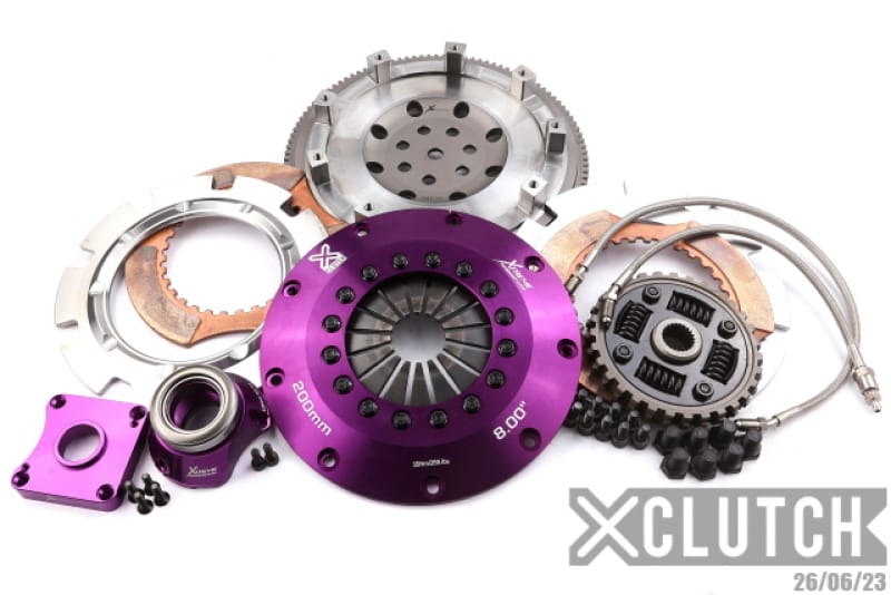 XCLUTCH — Clutch Kit Inc Chromoly Flywheel + HRB; 8" Twin Sprung Ceramic Clutch Discs