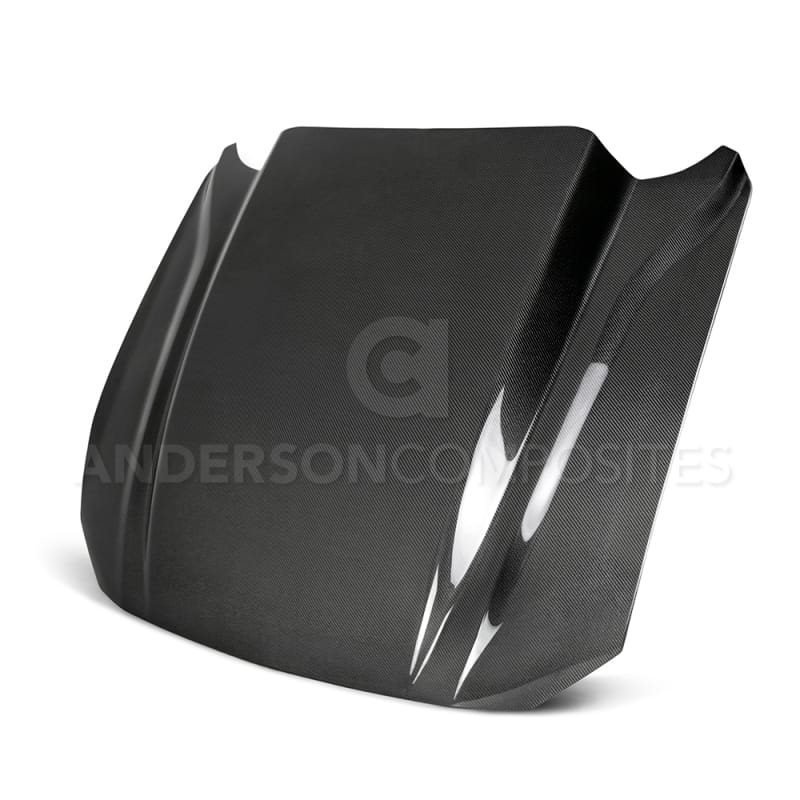 Anderson Composites — Anderson Composites 2018 Ford Mustang Double Sided Type-CJ 4in Carbon Fiber Cowl Hood