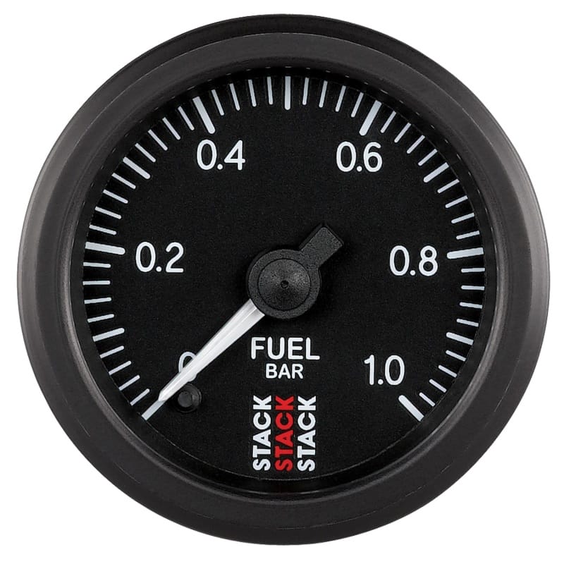 AutoMeter — GAUGE, FUEL PRESS, PRO STEPPER MOTOR, 52MM, BLK, 0-1 BAR, M10 MALE