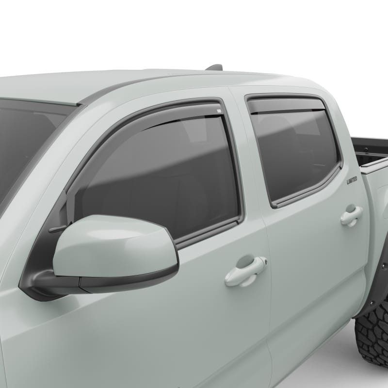 EGR — EGR 575081-4pc Smoke In-channel Window Visors for 16-23 Toyota Tacoma Crew Cab
EGR in-channel window visors front & rear set dark smoke finish
EGR in-channel window visors front/rear set dark smoke finish