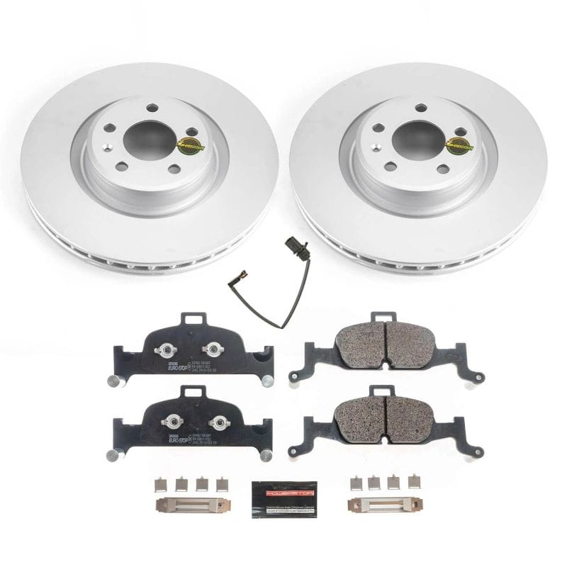 PowerStop — Genuine Geomet Coated Rotors, ECE-R90 Brake Pads + Hardware Kit