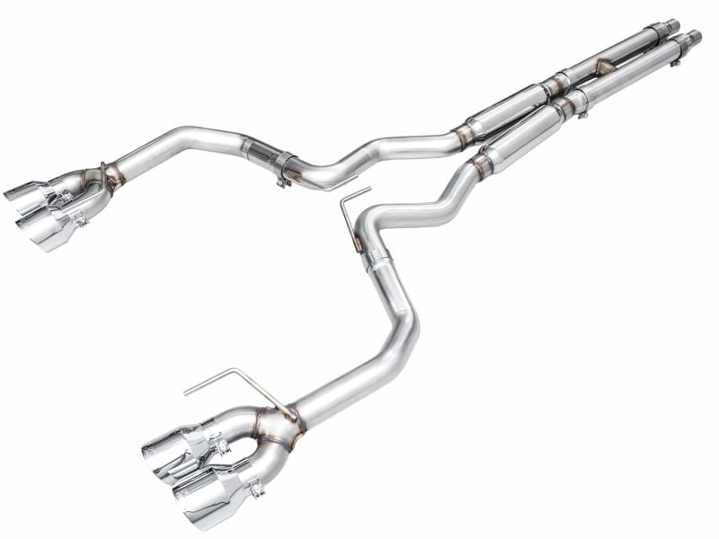 AWE Tuning — AWE Track Edition Exhaust for S650 Mustang GT Coupe - Quad Chrome Silver Tips