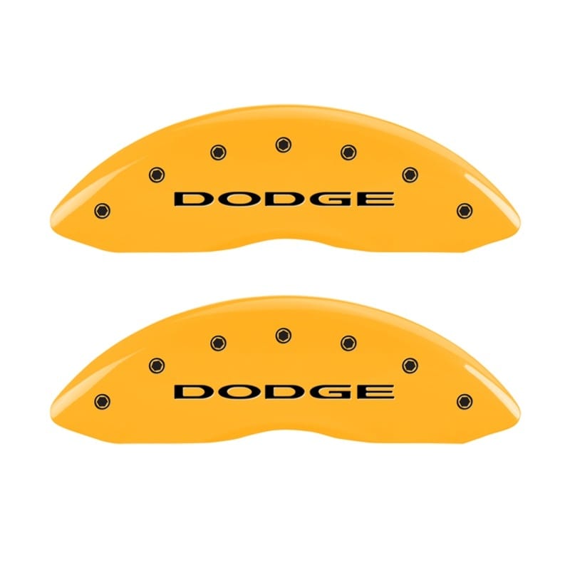 MGP — Set Of 2 Caliper Covers, Engraved Front: Dodge (No Stripes) Yellow Powder Coat F