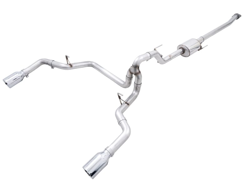 AWE Tuning — AWE 0FG Dual Split Rear Exhaust for '21+ Ford F-150 - 5" Chrome Tips