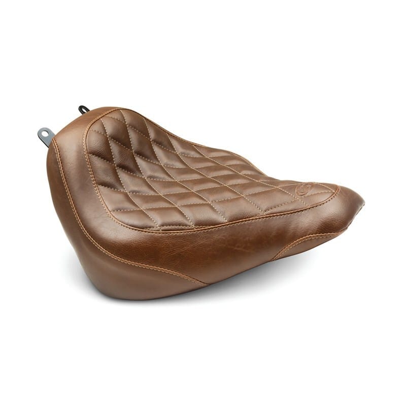 Mustang Motorcycle — Mustang 18-21 Harley Heritage Classic, Deluxe Wide Tripper Solo Seat Diamond Stitch - Brown