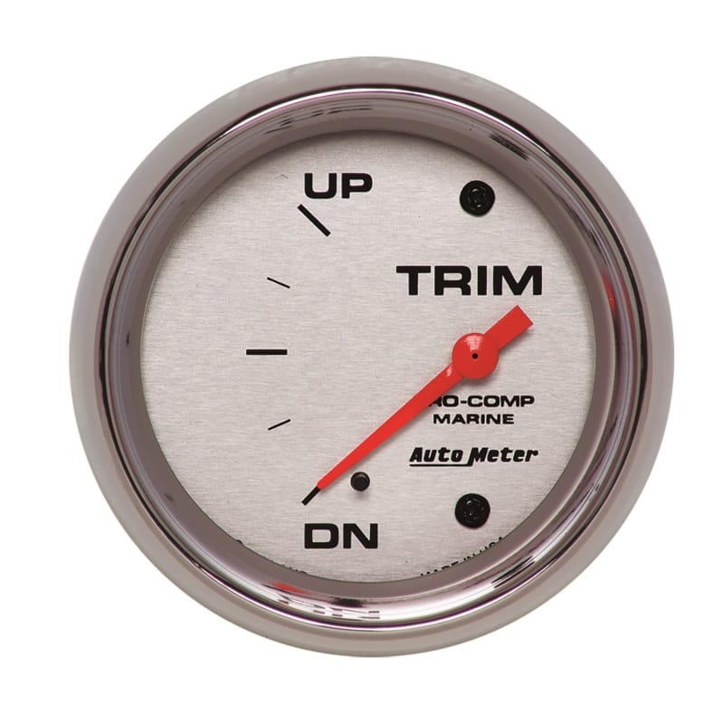 AutoMeter — GAUGE, TRIM LEVEL, 2 5/8", 0ODOWN-90OUP, ELECTRIC, MARINE CHROME