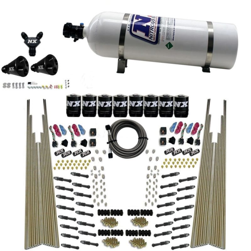 Nitrous Express — 8 CYL DRY DIRECT PORT, FOUR STAGE, 8 SOLENOIDS, WITH 15LB BOTTLE (200-600HP)
Nitrous Oxide Injection System Kit