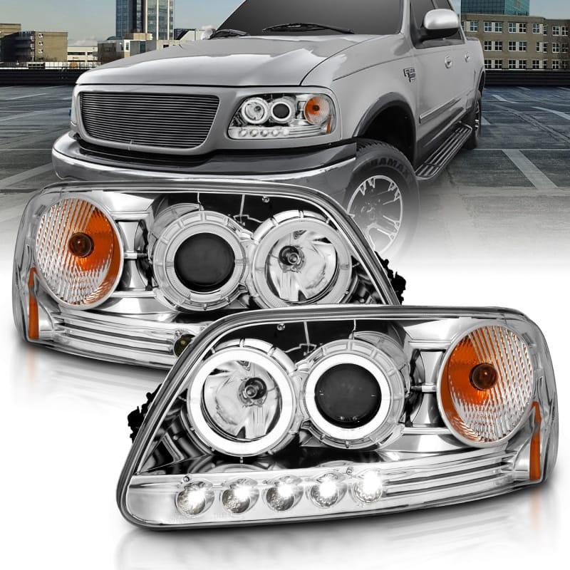 ANZO — ANZO 1997.5-2003 Ford F-150 Projector Headlights w/ Halo and LED Chrome 1pc
Head Light Set
HdLtSet