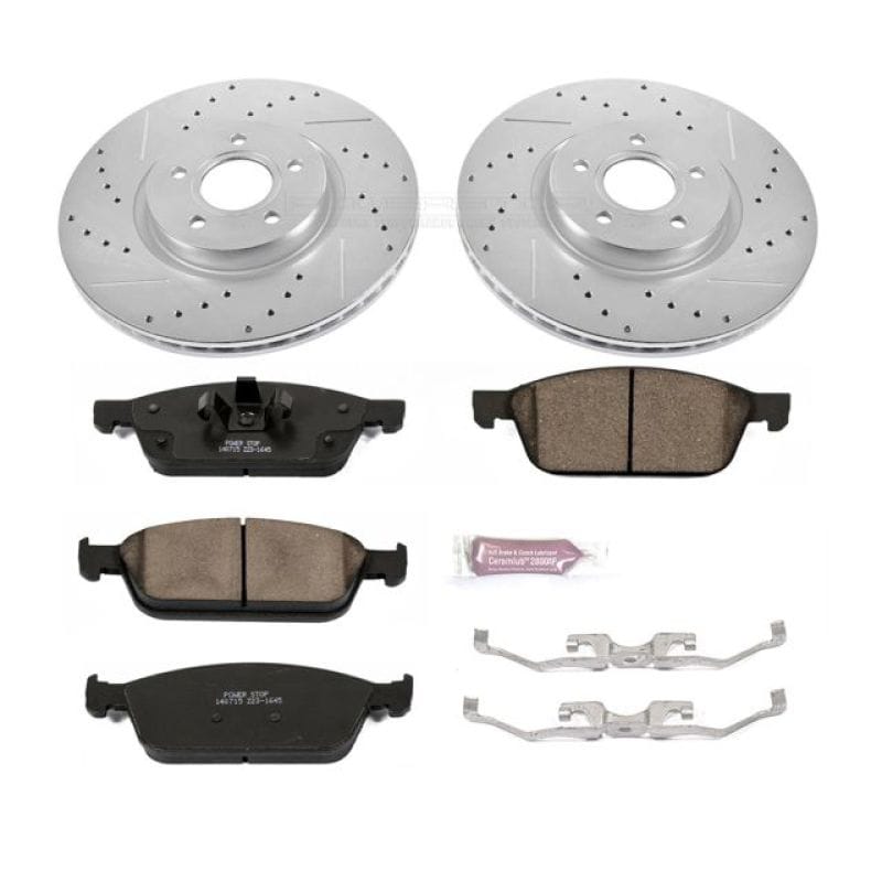 PowerStop — Z23 Daily Driver Carbon-Fiber Ceramic Brake Pad and Drilled & Slotted Rotor Kit