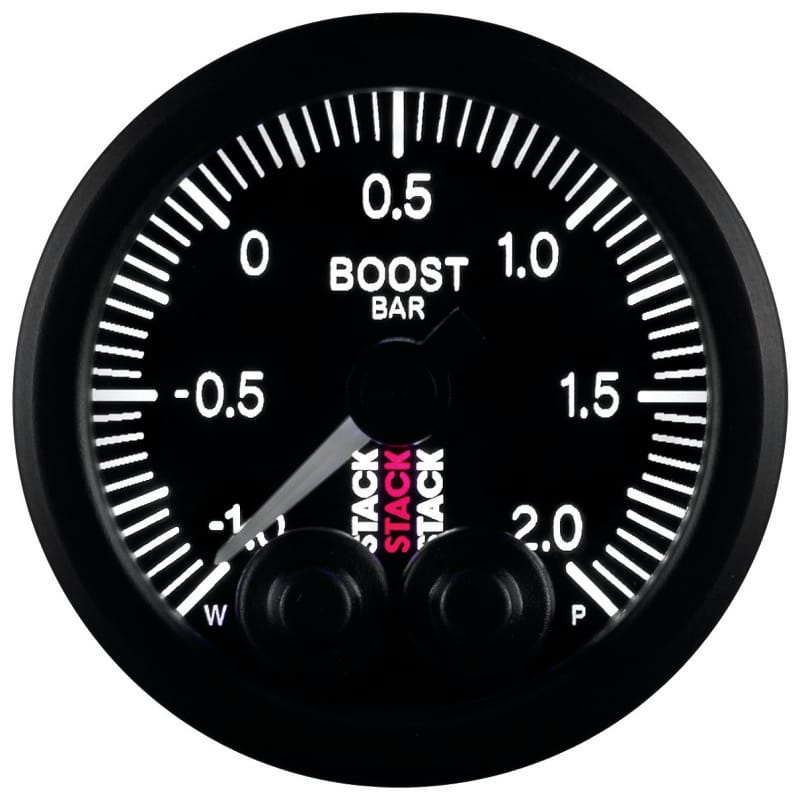 AutoMeter — GAUGE, BOOST PRESS, PRO-CONTROL, 52MM, BLK, -1 TO +2 BAR, INCL. T-FITTING