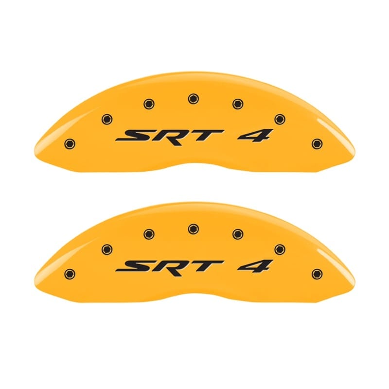 MGP — Set Of 2 Caliper Covers, Engraved Front: SRT 4 Yellow Powder Coat Finish, Silver