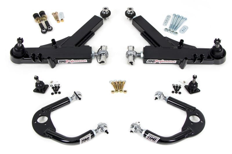 UMI Performance — 230910 - 1993-2002 GM F-Body Front A-Arm Kit, Road Race, Boxed Lower + Adj Upper