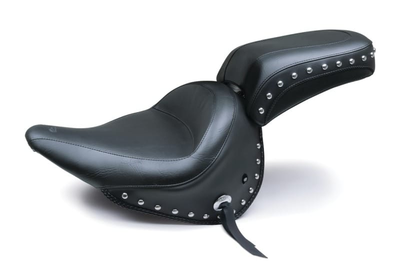 Mustang Motorcycle — Mustang 05-17 Harley Deluxe (With Standard Rack) Wide Touring Solo Seat w/Studs - Black