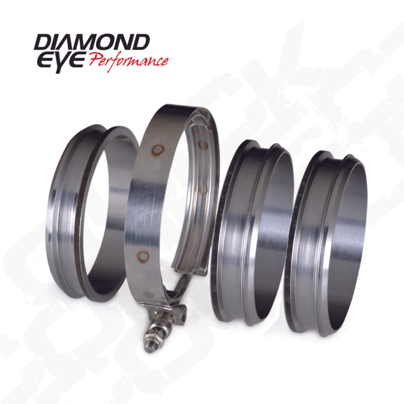 Diamond Eye Performance — 4" QUICK CONNECT COUPLERS - 3 CNC MACHINED FLANGES and 1 V-BAND CLAMP