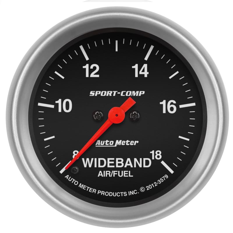 AutoMeter — GAUGE, AIR/FUEL RATIO-WIDEBAND, ANALOG, 2 5/8", 8:1-18:1, STPR MTR, SPORT-COMP