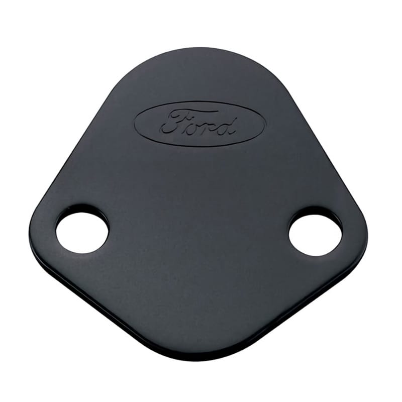 Ford Racing — Fuel Pump Block Off Plate, Black Crinkle Finish With Ford Oval
Fuel Pump Block-Off Plate