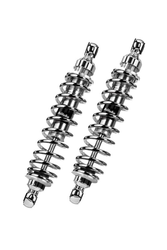 Bitubo Suspension — Bitubo WMB5 Twinshocks Adjustable: Spring Preload, Length 371mm, (Std +10mm), Chrome Edition