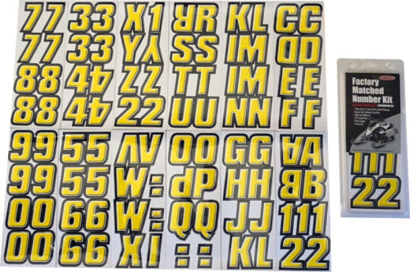 Hardline — Hardline Snowmobile Lettering Registration Kit 2 in. - 500 Yellow/Black