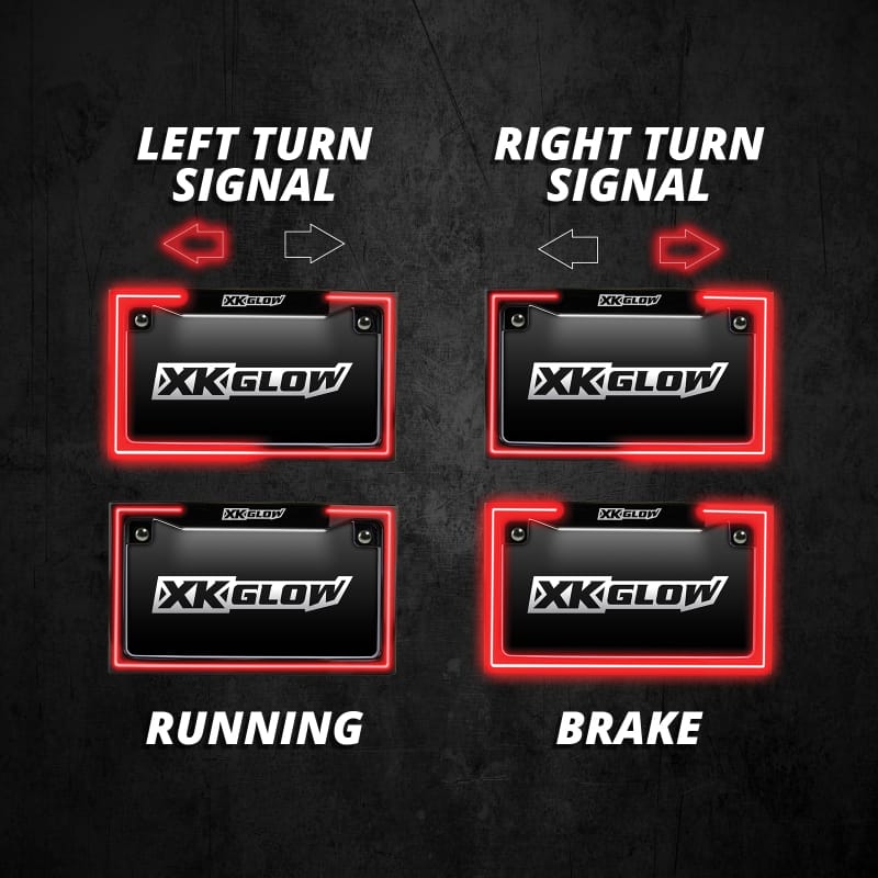 XKGLOW — XK Glow Motorcycle License Plate Frame Light w/ Turn Signal - Chrome