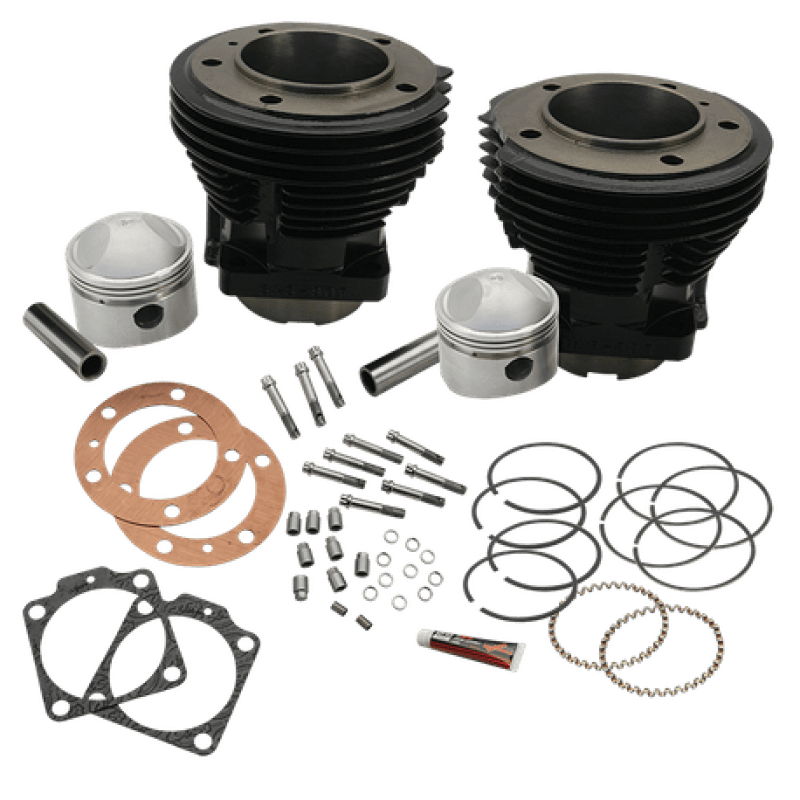 S&S Cycle — S&S Cycle 66-84 3-7/16in x Up To 4-3/4in Stroke Cylinder Kit - Gloss Black