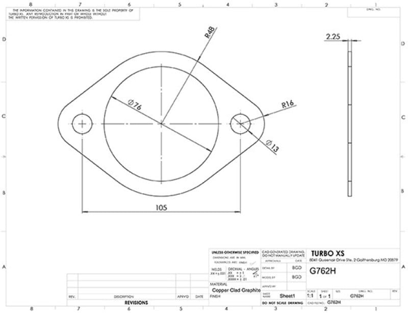 Turbo XS — Gasket (3"); 2 Holes