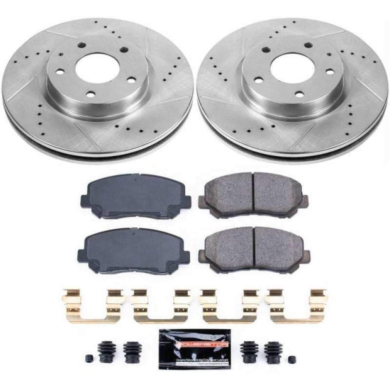 PowerStop — Z23 Daily Driver Carbon-Fiber Ceramic Brake Pad and Drilled & Slotted Rotor Kit