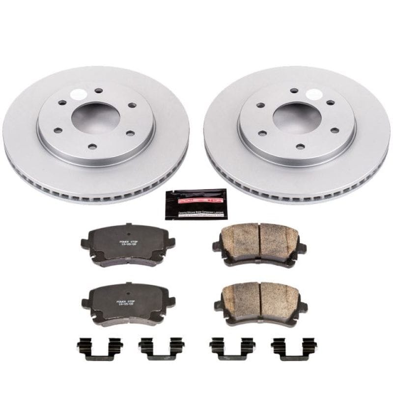 PowerStop — Genuine Geomet Coated Rotor and Low-Dust Ceramic Brake Pad Kit