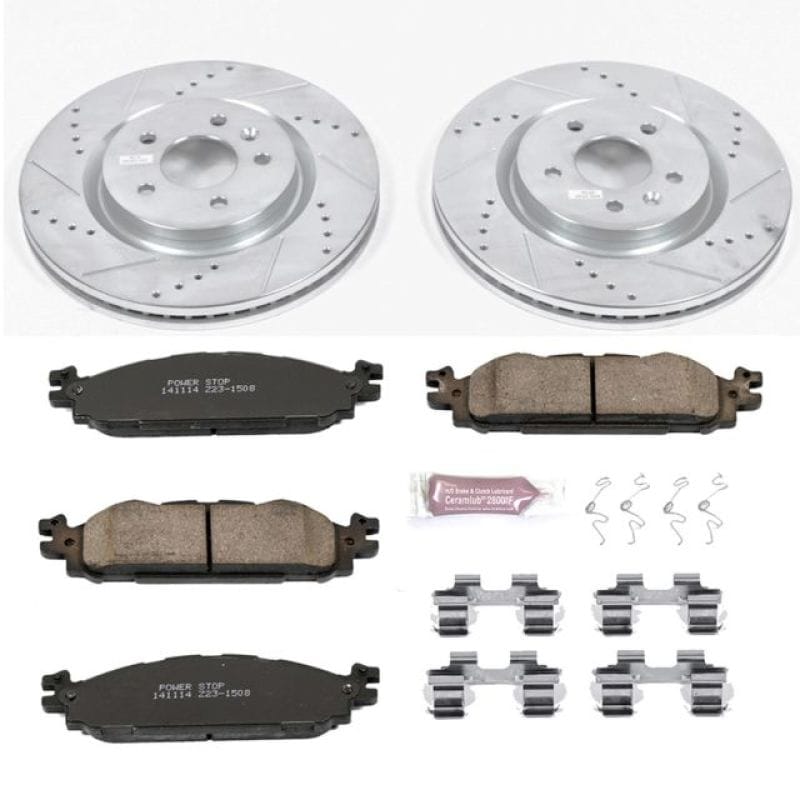 PowerStop — Z23 Daily Driver Carbon-Fiber Ceramic Brake Pad and Drilled & Slotted Rotor Kit