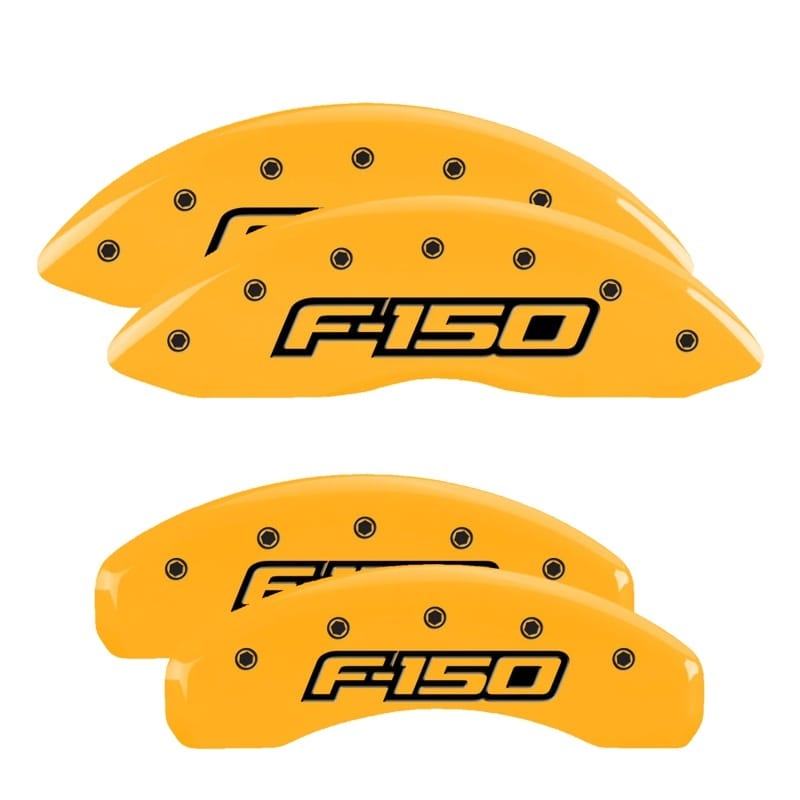 MGP — Set Of 4 Caliper Covers, Engraved Front And Rear: Raptor, Yellow Powder Coat Fin