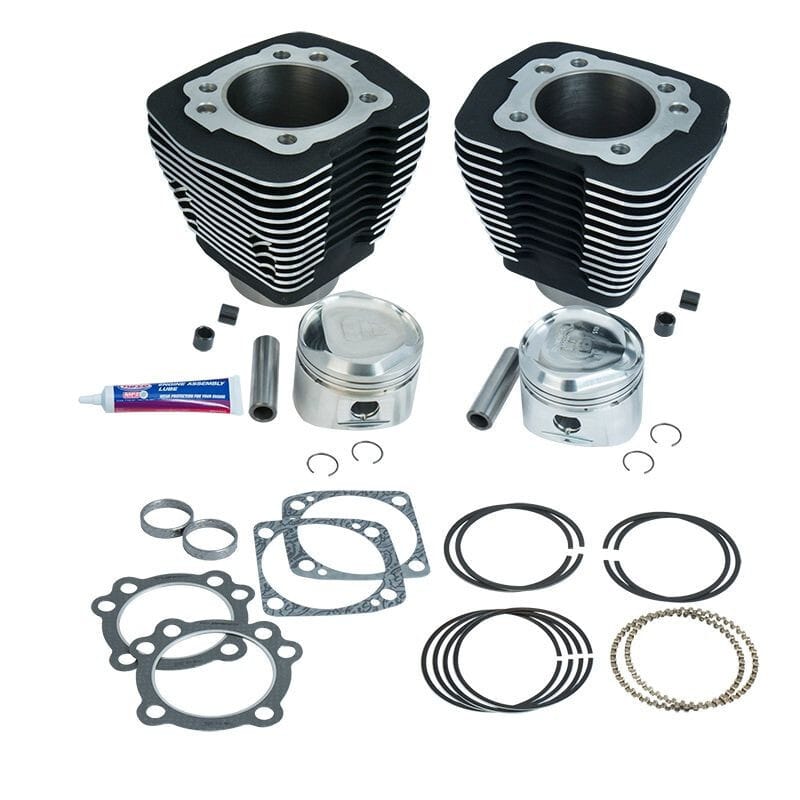 S&S Cycle — S&S Cylinder 84-99 BT w/Super Stock Cylinder Heads 80in 3 1/2in Bore Cylinder & Piston Kit - WBlack