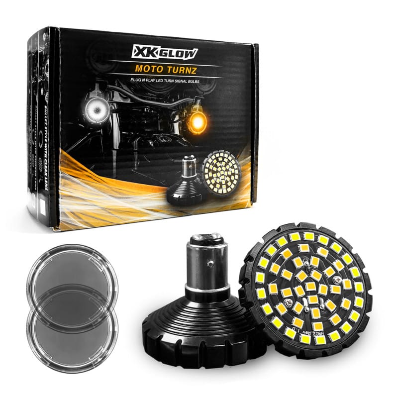 XKGLOW — XK Glow Motorcycle Front LED Turn Signal Kit - Flat Style Smoked Lenses
