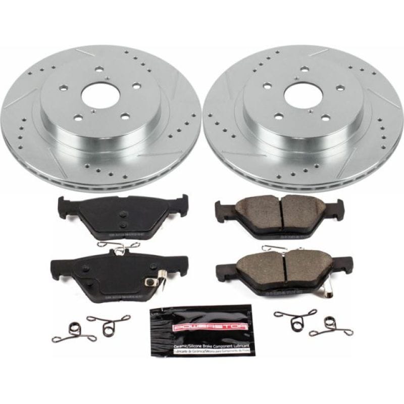 PowerStop — Z23 Daily Driver Carbon-Fiber Ceramic Brake Pad and Drilled & Slotted Rotor Kit