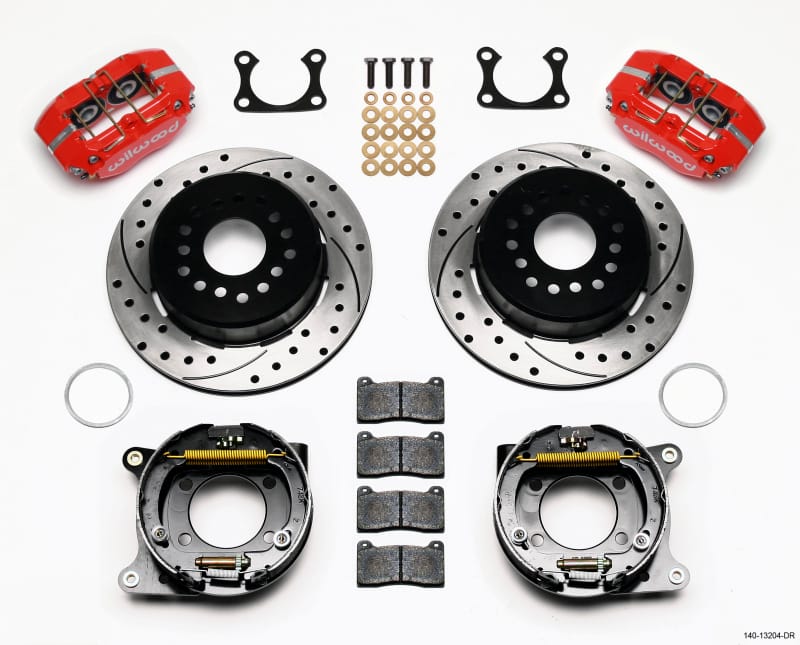 Wilwood — KIT,REAR,DISC/DRUM,DP-DB,BIG FORD,2.36 OFF,1PC .81 ROTOR,DRILLED,RED