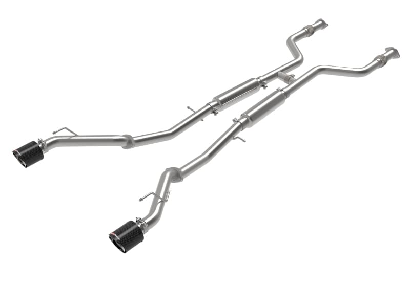 aFe — Takeda 2-1/2 IN 304 Stainless Steel Cat-Back Exhaust System w/ Carbon Fiber Ti