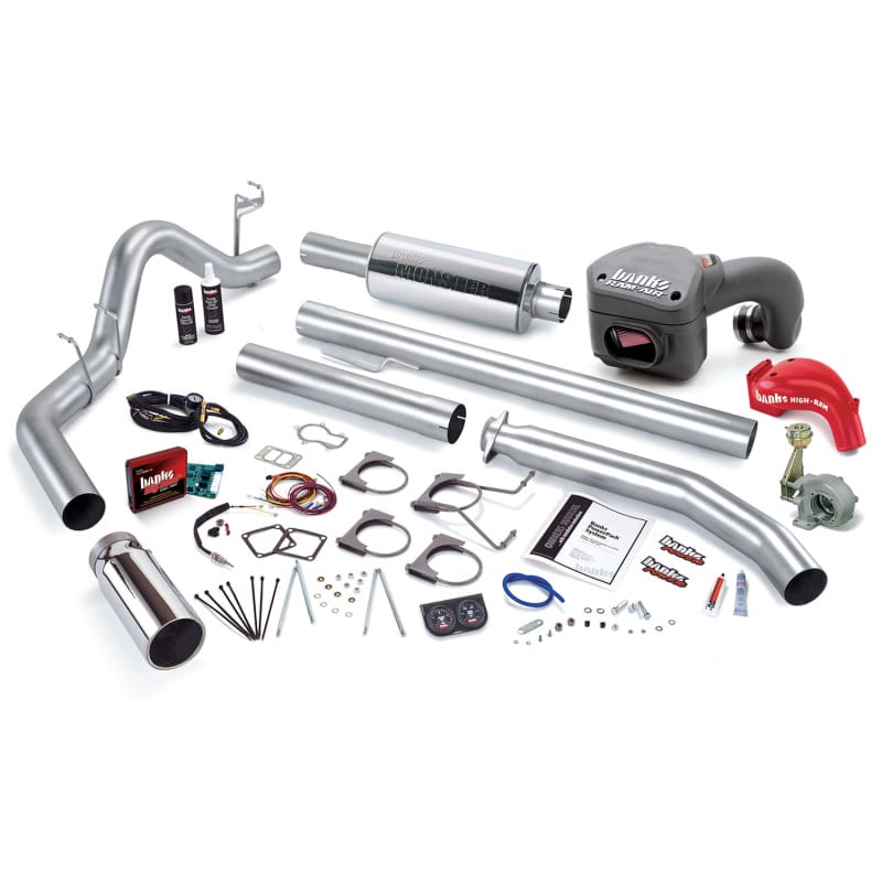 Banks Power — PowerPack Bundle, Complete Power System with Single Exit Exhaust, Chrome Tip
Powerpack System; Single Exh; S/S-Chrome Tip-2002 Dodge 5.9L 245Hp; Std Cab