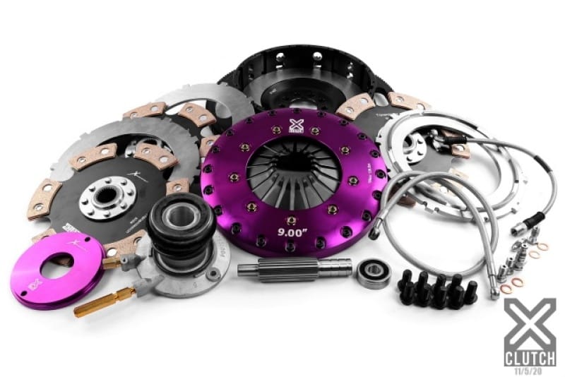 XCLUTCH — Clutch Kit Inc Chromoly Flywheel + HRB; 9" Triple Solid Ceramic Clutch Discs