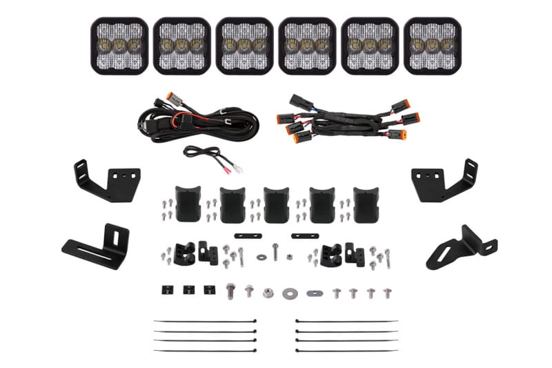 Diode Dynamics — Diode Dynamics Prinsu/Sherpa Roof Racks SS5 6-Pod CrossLink Mounting Kit - Sport White Combo