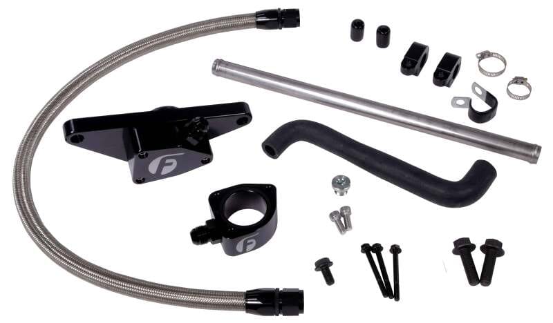 Fleece Performance — Cummins Coolant Bypass Kit (2003-05 Auto Trans) w/ Stainless Steel Braided Line
