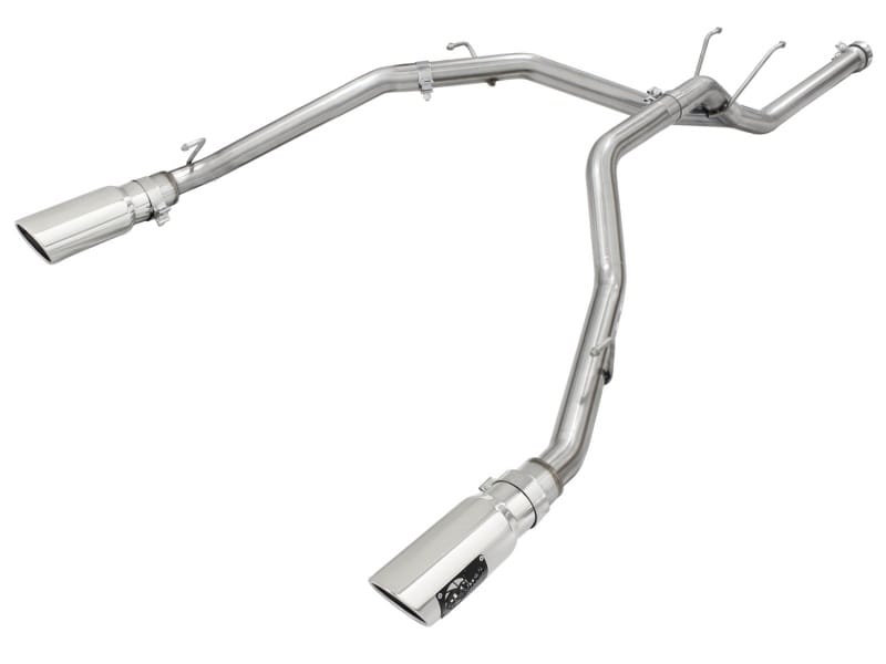 aFe — Large Bore-HD 2-1/2in 409 Stainless Steel DPF-Back Exhaust System w/Polished T