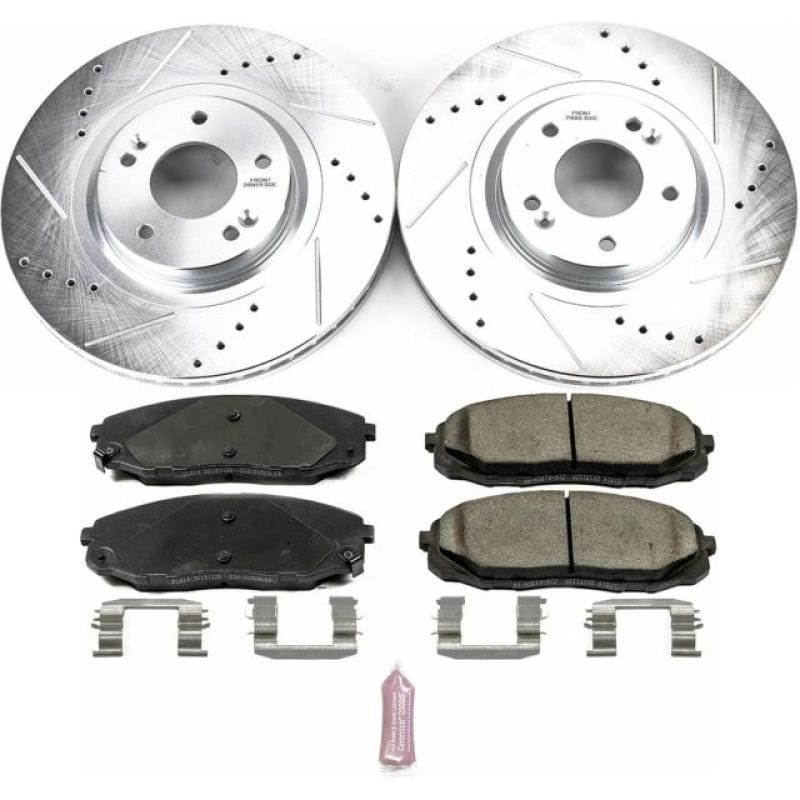 PowerStop — Z23 Daily Driver Carbon-Fiber Ceramic Brake Pad and Drilled & Slotted Rotor Kit