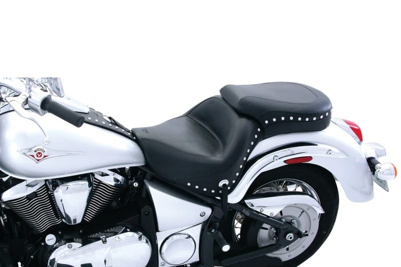 Mustang Motorcycle — Mustang 06-21 Kawasaki Vulcan 900 Classic, Custom Standard Touring 1PC Seat w/Studs - Black