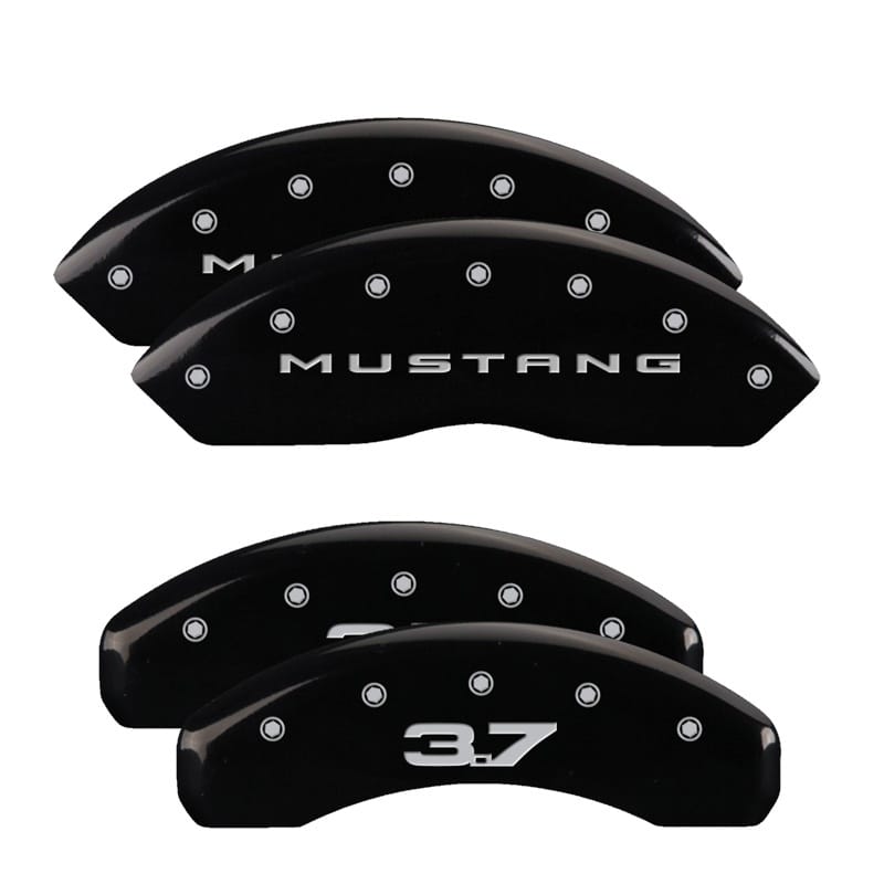 MGP — Set of 4 caliper covers, Engraved Front: 2015/Mustang - Engraved Rear: 2015/3.7,