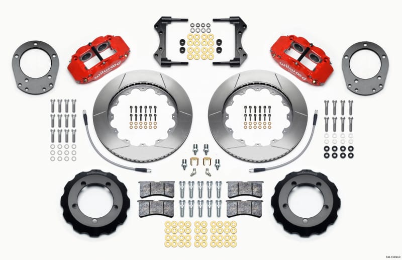 Wilwood — KIT,FRONT,FORD BRONCO,76-77,DANA 44,DISC SPINDLE,FNSL4R,14.00,RED,W/LINES