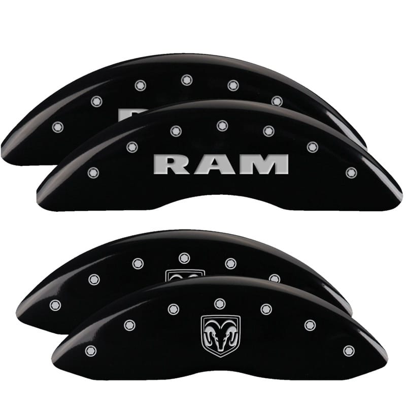 MGP — Set of 4 caliper covers, Engraved Front: RAM - Engraved Rear: RAMHEAD, Black pow