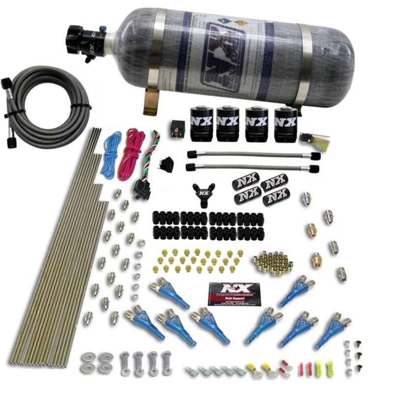 Nitrous Express — 8 CYL SHARK DIRECT PORT, 4 SOLENOIDS, WITH COMPOSITE BOTTLE (200-600HP JETTING)
Nitrous Oxide Injection System Kit