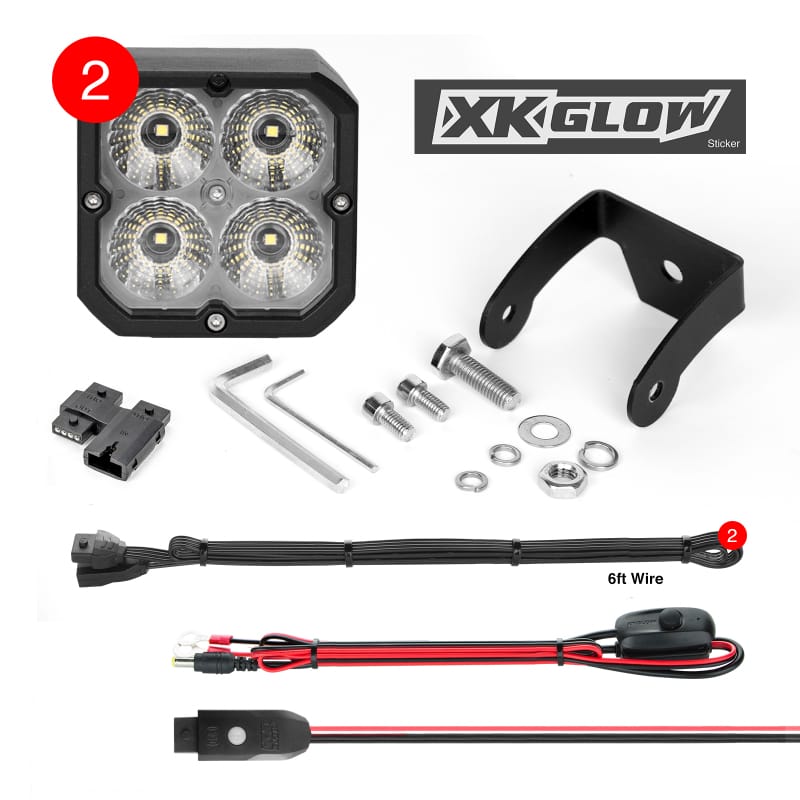 XKGLOW — XK Glow XKchrome 20w LED Cube Light w/ RGB Accent Light Kit w/ Controller- Flood Beam 2pc