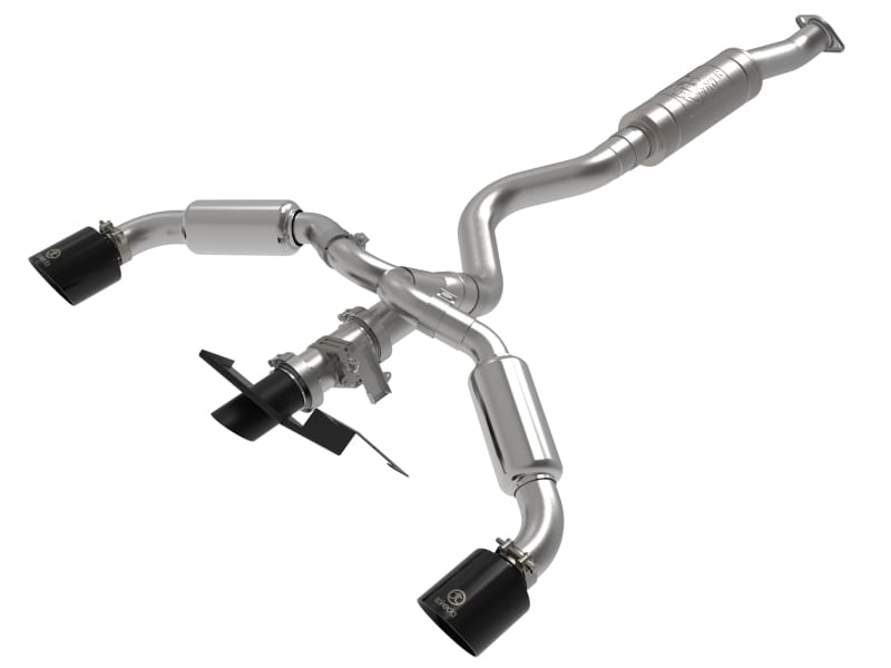 aFe — Gemini XV 3 IN to 2-1/2 IN 304 Stainless Steel Cat-Back Exhaust w/ Cut-Out Bla