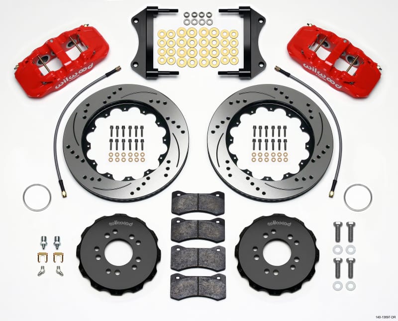 Wilwood — KIT,FRONT,C7 VETTE 2014-UP,AERO6,14.25 ROTOR,SRP,RED,W/LINES