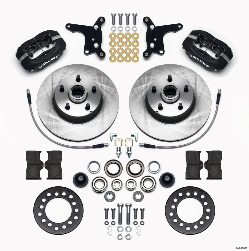 Wilwood — KIT,FRONT,FORD,54-56,FDLI,11.28x1.00 5x4.50 BC,HUB/RTR,W/LINES,BLACK POWDRCT